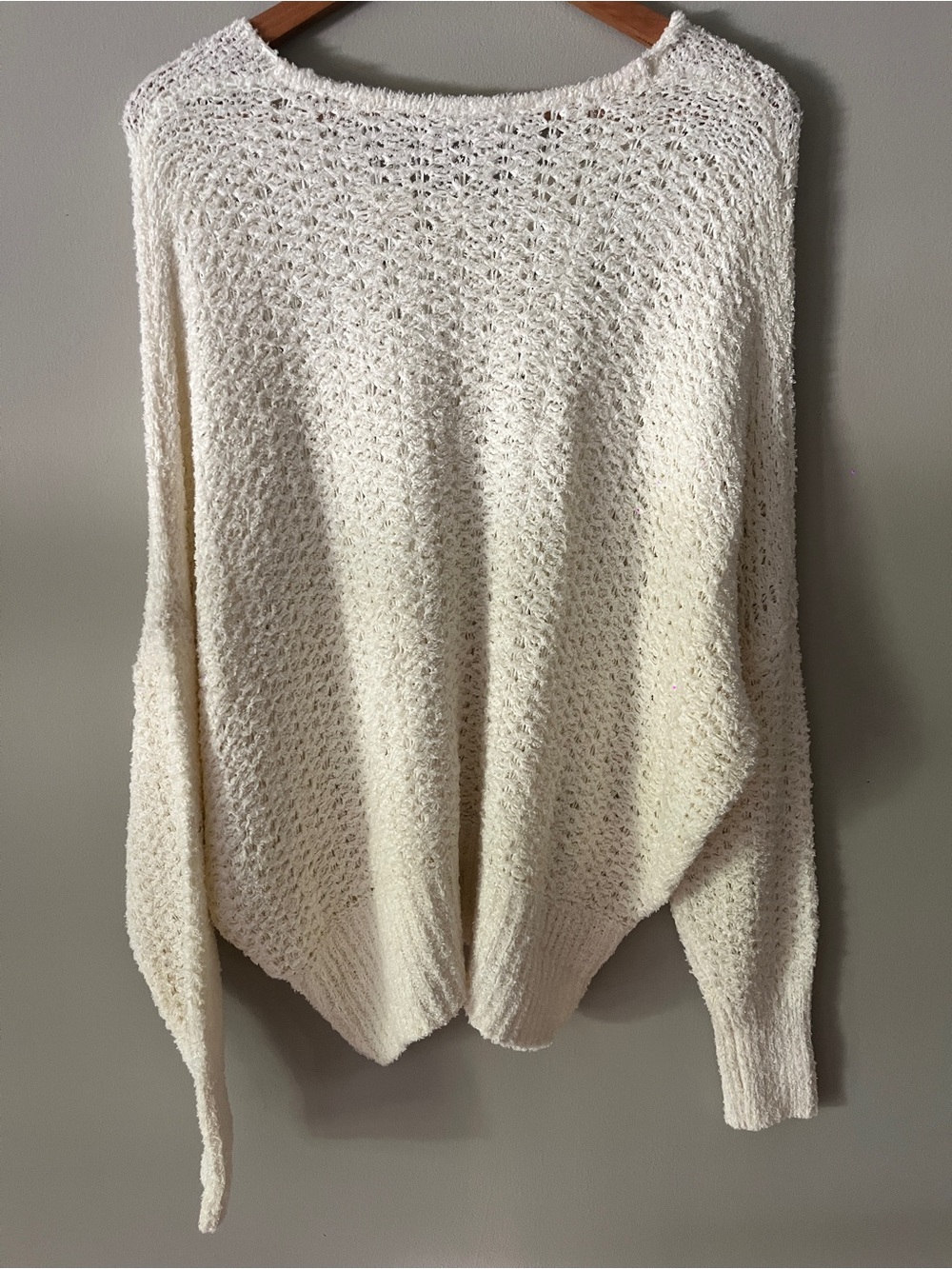 Time and Tru Cream Open-Knit Scoop Neck Sweater - Picture 2 of 2